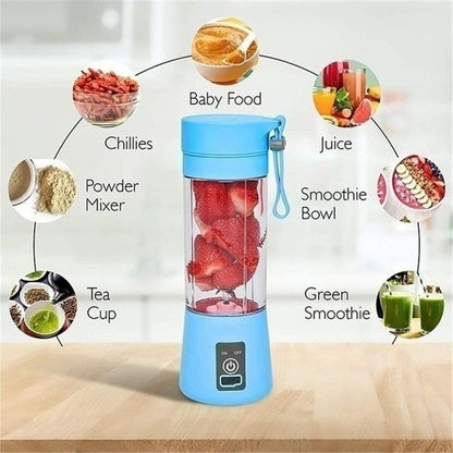 Portable Rechargeable Mini Juicer Blender – 6-Blade 380ml Smoothie Maker | USB Electric Fruit Juicer for Home, Office & Travel
