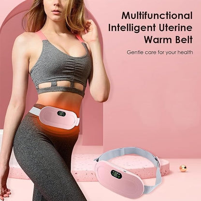 Portable Heated Menstrual Cramp Relief Belt – 3 Heat Levels, 4 Massage Modes, Rechargeable Electric Heating Pad for Women & Girls
