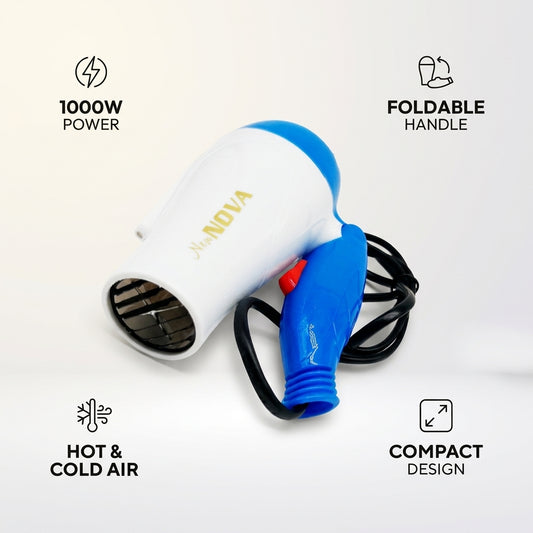 Nova Foldable Hair Dryer NV-1290 – 1000W Compact Hair Dryer with Foldable Handle for Quick Drying & Styling