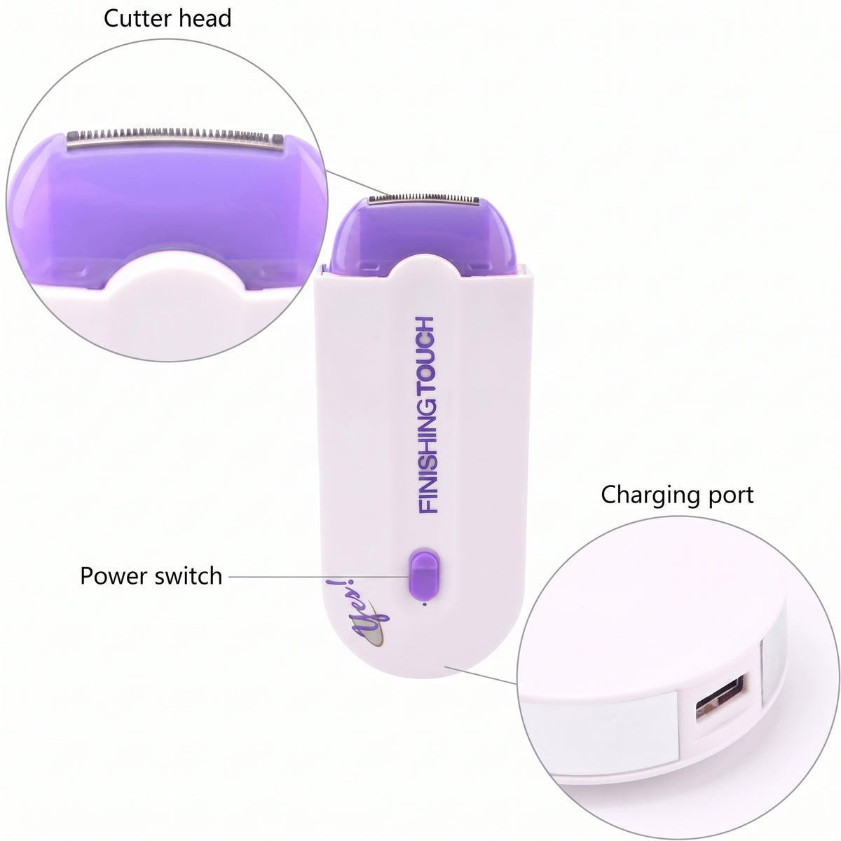 Finishing Touch Hair Remover for Women – Rechargeable Electric Facial & Body Shaver, Gentle Hair Removal for Face, Legs, Arms & Underarms