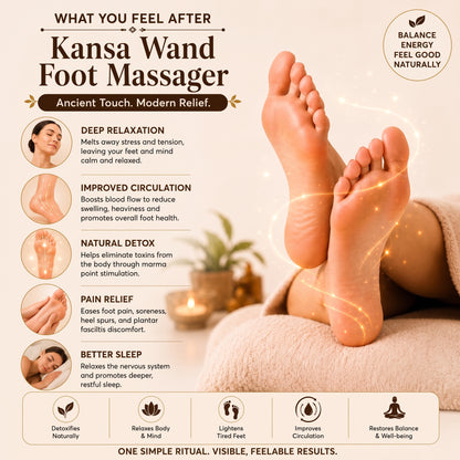 Kansa Wand Face & Foot Massager – Premium Ayurvedic Bronze Massage Tool with Wooden Handle