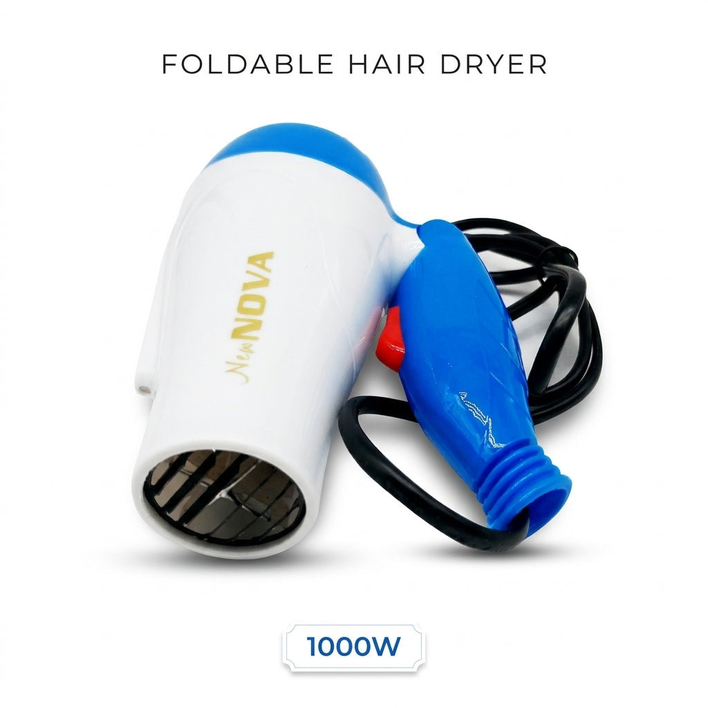 Nova Foldable Hair Dryer NV-1290 – 1000W Compact Hair Dryer with Foldable Handle for Quick Drying & Styling