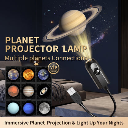 USB Planet Projector Lamp – 6 Lenses Starry Sky & Moon Earth Projection Night Light