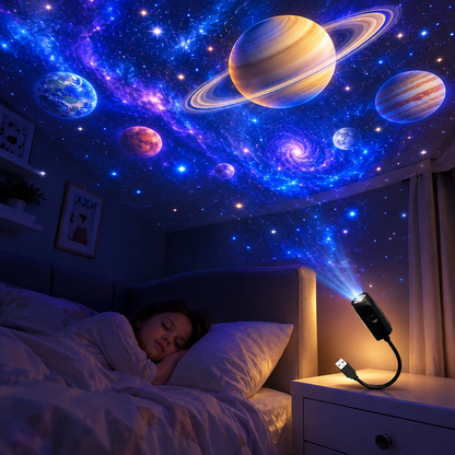 USB Planet Projector Lamp – 6 Lenses Starry Sky & Moon Earth Projection Night Light