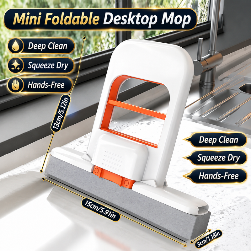 Foldable Mini Mop | Portable Wet & Dry Cleaning Mop | Self-Squeezing Compact Mop