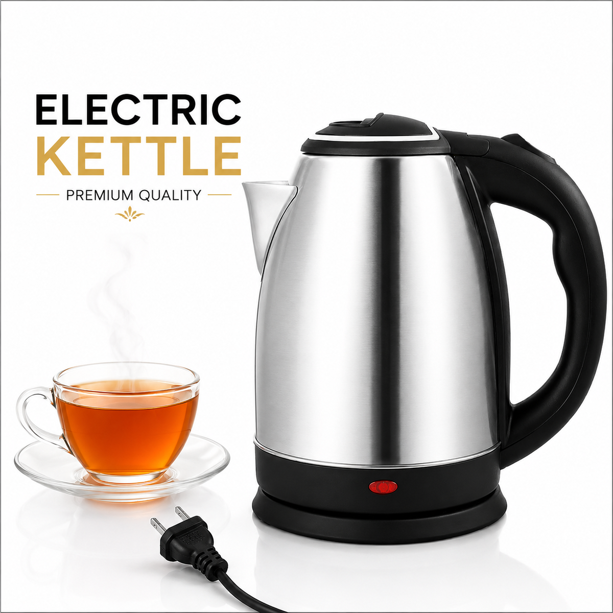 Electric Kettle 1500W – Stainless Steel Electric Water Boiler with Fast Heating, Automatic Shut-Off & 360° Rotational Base – Tea, Coffee & Hot Water Maker for Home & Kitchen