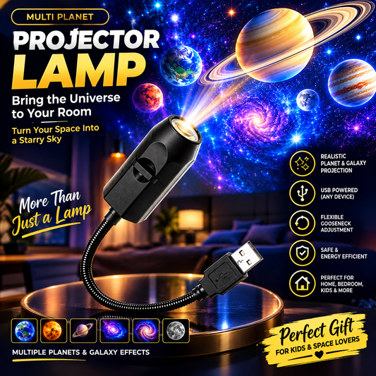 USB Planet Projector Lamp – 6 Lenses Starry Sky & Moon Earth Projection Night Light