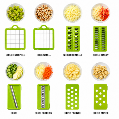 Vegetable Chopper 16 Pcs Set – 16-in-1 Manual Food Slicer, Dicer, Grater, Julienne & Onion Cutter with Container – Multi-Function Kitchen Tool