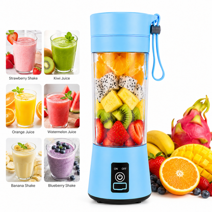 Portable Rechargeable Mini Juicer Blender – 6-Blade 380ml Smoothie Maker | USB Electric Fruit Juicer for Home, Office & Travel