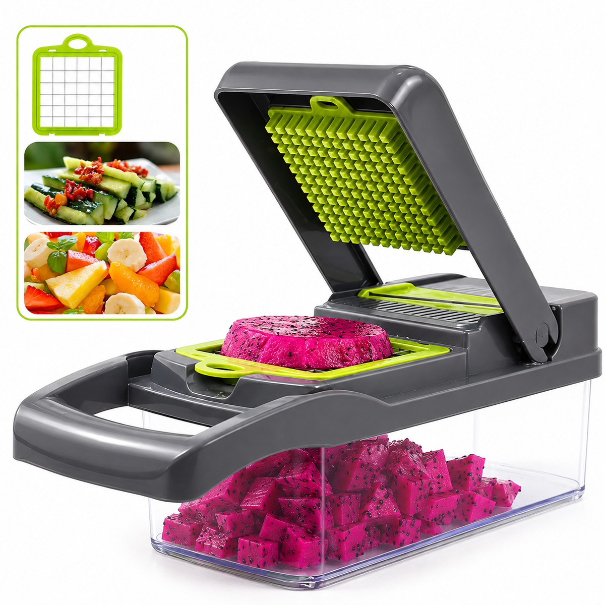 Vegetable Chopper 16 Pcs Set – 16-in-1 Manual Food Slicer, Dicer, Grater, Julienne & Onion Cutter with Container – Multi-Function Kitchen Tool